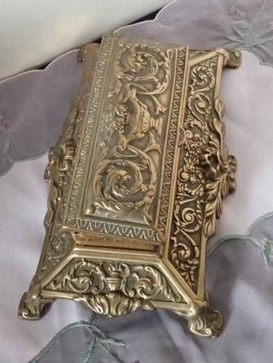 Vintage Large Art Nouveau  Brass Stamp Holder