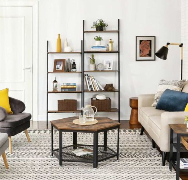 New 4 or 5 Tier Ladder Shelf Unit Bookcase Wall Rack - FREE P&P