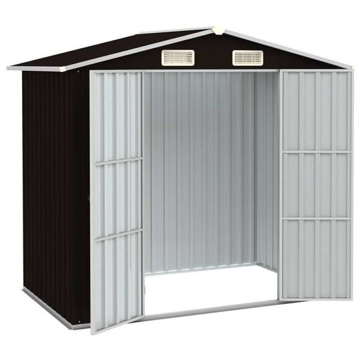 Garden Shed Brown 205x129x183 cm Galvanised Steel