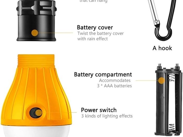 NEW SALE | Camping Lights, Tent Lights with Carabiner Clips - Waterproof Portable Battery Operated Emergency Tent LED Light Bulb Lamp Lantern for Outside Camping Outdoor Hiking Fishing (4 Pack)