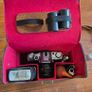 Vintage Brown Camera Case with Red Interior and Shoulder Strap Image 2
