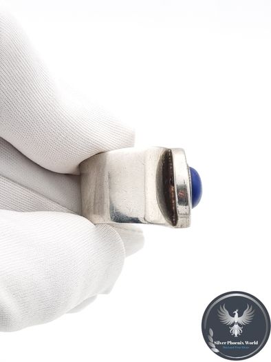 Signed Chunky Sterling Silver Lapis Lazuli Ring