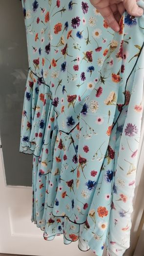 NATASHA ZINKO blue floral ruffle midi Sz 12 UK - Bnwt - Rrp 651 Sterling