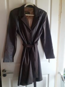 Soft Brown Leather Trench Coat