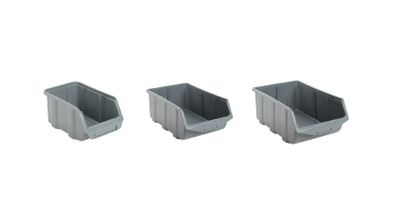 New Grey Stackable Plastic Part Bins / Storage Boxes - Different Sizes Available