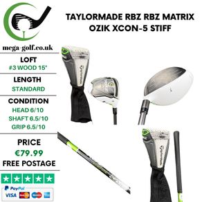 Taylormade RBZ #3 Wood 15 Degree / RBZ Matrix Ozik Xcon-5 Stiff