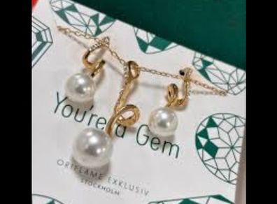 Golden Jewellery Set with Sparkly Gems - ideal gift