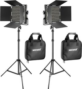NEEWER 660 LED Video Light Panel Set of 2 with Tripod: (2) Bi-Colour CRI96+ Photo with Bar Door, (2) 75 Inch Stand for Photography Studio Continuous Film
