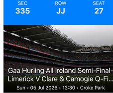 1x Hogan Stand Ticket for Clare v Limerick