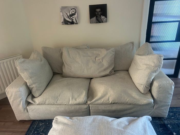 Cream sofa & ottoman