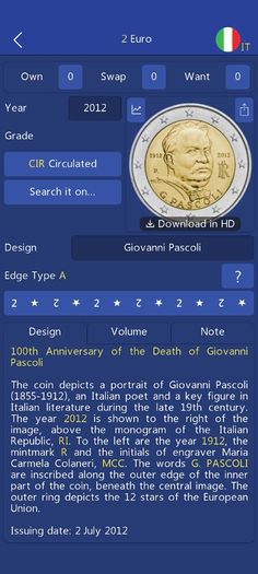 2 euro Italy 2012: Pascoli