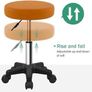 Round Rolling Stool with Wheels Height Adjustable Stool Spa Stool for Salon Massage Home Kitchen Brown Image 6