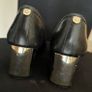 Guess Black Leather Block Heels Gold Detsil Image 6