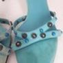 Dolce Gabbana D&G Vintage Blue Suede Embellished Mules Slides Image 6