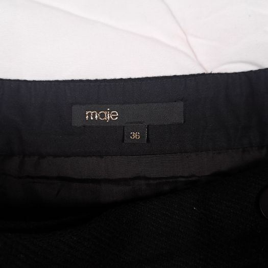 Maje Black Double Breasted High Waisted A-Line Wool Mini Skirt 8UK/36EU