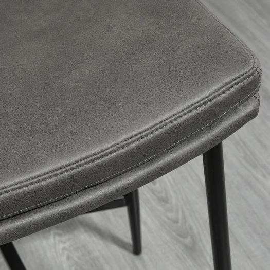 Breakfast Bar Stools Set of 2, Microfibre Upholstered Barstools, Industrial Bar Chairs with Curved Seat and Steel Frame for Dining Room, Kitchen, Grey