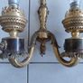 Antique French set of solid brass wall sconces/lights Image 2