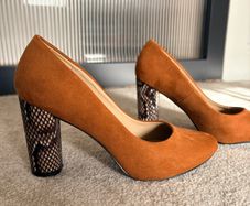 Snake skin heel suedette shoes Size 5 / 38