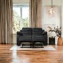 2 Seater leather Recliner Sofa, Black Image 6