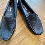 Prada Navy Blue Textured Leather Loafers Image 10