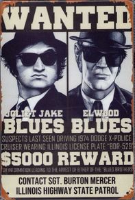 Blues Brothers Reward Tin Metal Sign
