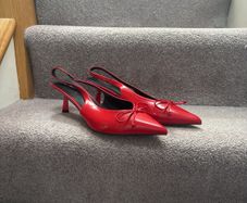 Red kitten heels