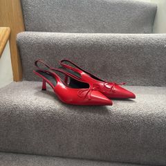 Red kitten heels