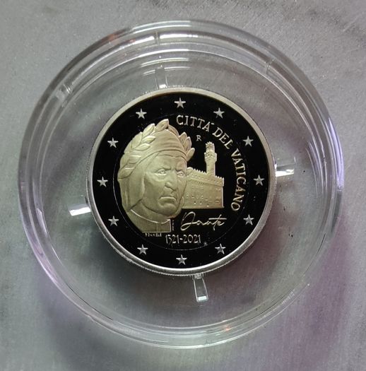 Vatican 2 Euro Base Metals Proof Coin 2021 - Seventh Centenary of the Death of Dante Alighieri - 2 Euro Commemorative Coin