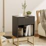 Bedside Table with Drawer, 15.7 Wide Side Table and Large Shelf, Modern Bedside Cabinet for Bedroom, Living Room, Office  Balck Fluted Finish Image 3