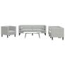 Living Room Couch 3 pcs Light Grey 194 x 74.5 x 70.5 cm Velvet Image 3