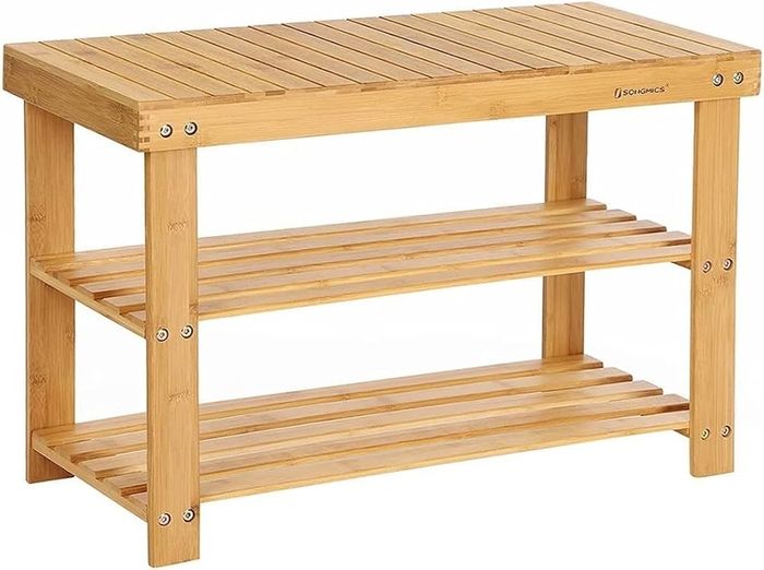 FREE EXPRESS SHIPPING 3-Tier Bamboo Shoe Bench, Shoe Rack Storage Organizer, 70 x 28 x 45 cm, ideal for Hallway, Bathroom, Living Room and Corridor