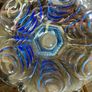 Vintage Large Art Deco Blue Glass Footed Bowl Image 6