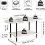 Coffee Table, Small Living Room Table, Sofa Table with Wooden Legs and 2 Tier Storage for Living Room Home Office, 35x16x17inch White Faux Marble + Black Image 2