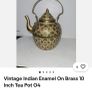 vintage Indian enamelled brass Tea Pot Image 4