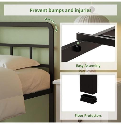 King Size Bed Frame 5ft with Curved Headboard, Heavy Duty
