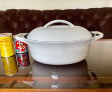 Vintage 1960s Waterford Colorcast Club Cast Iron Enamel Dutch Oven Pot with Lid White