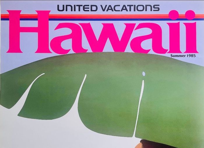 Original 1985 United Airlines Hawaii poster Pegge Hopper