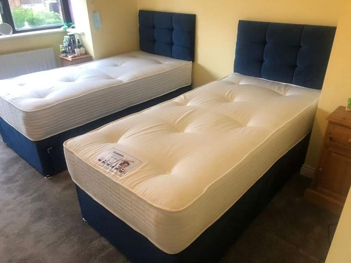 New Single Divan beds. Single tufted memory foam mattress. Drawer storage and multiple designs for Headboard available