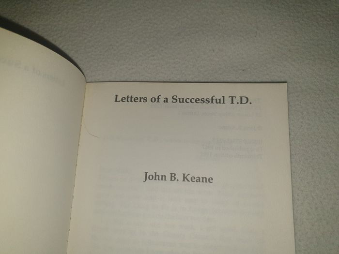 JOHN B KEANES Letters of a Successful T.D.Book For Sale Here