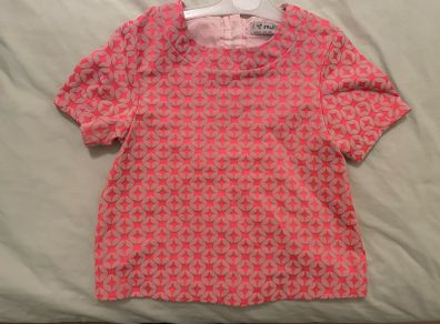Neon pink diamond geometric pattern top age 7