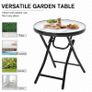 NEW SALE | 45CM Garden Round Table Foldable Dining Table with Safety Buckle Glass Tabletop Metal Covered Edge for Patio Garden Outdoor Indoor Space Image 6