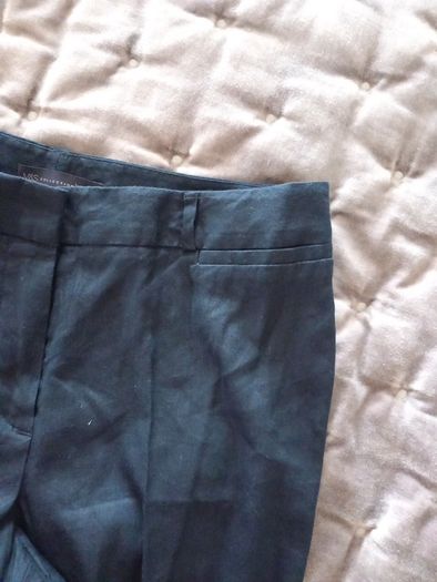 Navy Linen mix cut off trousers M&S size 10 short