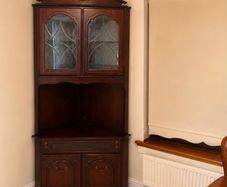 TV corner unit with glass display cabinet