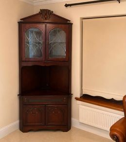 TV corner unit with glass display cabinet