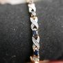 Sterling Silver 925 Bracelet Gold Plated CZ and Blue Sapphire Image 2
