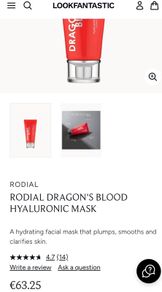 Rodial Dragons Blood Hyaluronic Mask Postage Included