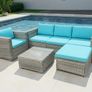 Bora Bora Garden Sofa Set Rattan Outdoor Furniture with Table, Chair & Footstool Patio Garden Furniture Image 2