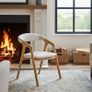 Oslo Oak Upholstered Dining Chair  Beige Chenille Fabric Image 9