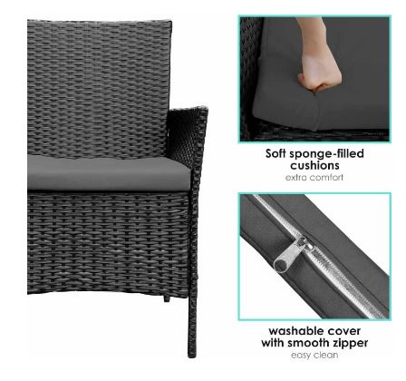 BRAND NEW 3 Pieces Wicker Rattan Patio Outdoor Furniture Conversation Sofa Bistro Garden