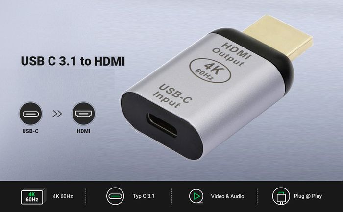 USB-C Thunderbolt 3 (Female) to HDMI (Male) 4K@60Hz Aluminum Alloy Adapter (Brand New/Warranty)
